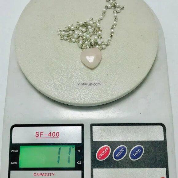 Elegant Calcite Stone Heart Pendant Necklace with Delicate Silver Chain - Picture 11 of 15